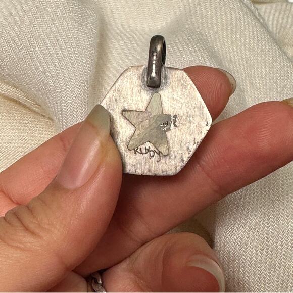 Natural Hexagon Ruby Pendant – Star Signature Back Charm w/ Metal Setting - Picture 2 of 2